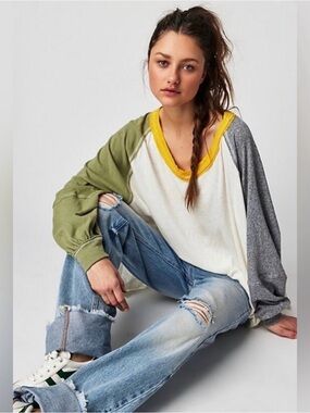 Free people / We the free / Care FP Tri Color Tee / ivory combo / xl